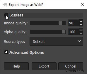 김프(GIMP)에서 파일을 WebP 형식으로 저장하는 방법