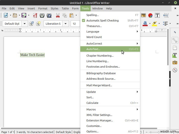 LibreOffice Writer에서 나만의 상용구(AutoText) 템플릿 만드는 방법