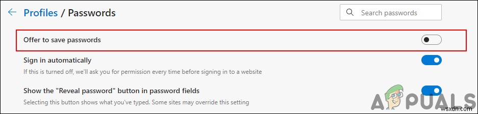 Windows 10 Microsoft Edge에서 암호 저장 기능 켜기·끄기 설정하는 방법