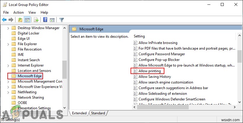 Windows 10 Microsoft Edge에서 인쇄 기능 비활성화하는 방법
