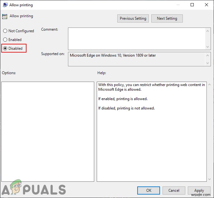 Windows 10 Microsoft Edge에서 인쇄 기능 비활성화하는 방법