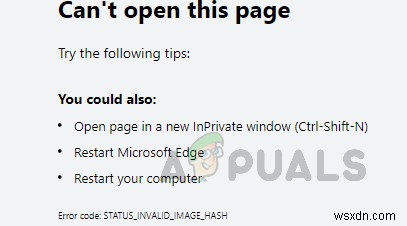 Windows 10에서 Microsoft Edge 업데이트 오류 STATUS_INVALID_IMAGE_HASH 해결하는 방법