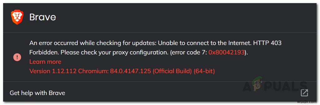 Brave 브라우저 업데이트 오류 0x80042193 해결 방법