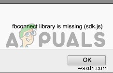 Windows에서  fbconnect 라이브러리가 없습니다(sdk.js)  오류를 해결하는 방법