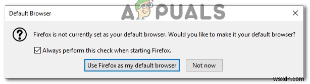 Windows 10에서 Firefox를 기본 브라우저로 설정할 수 없는 문제 해결 방법