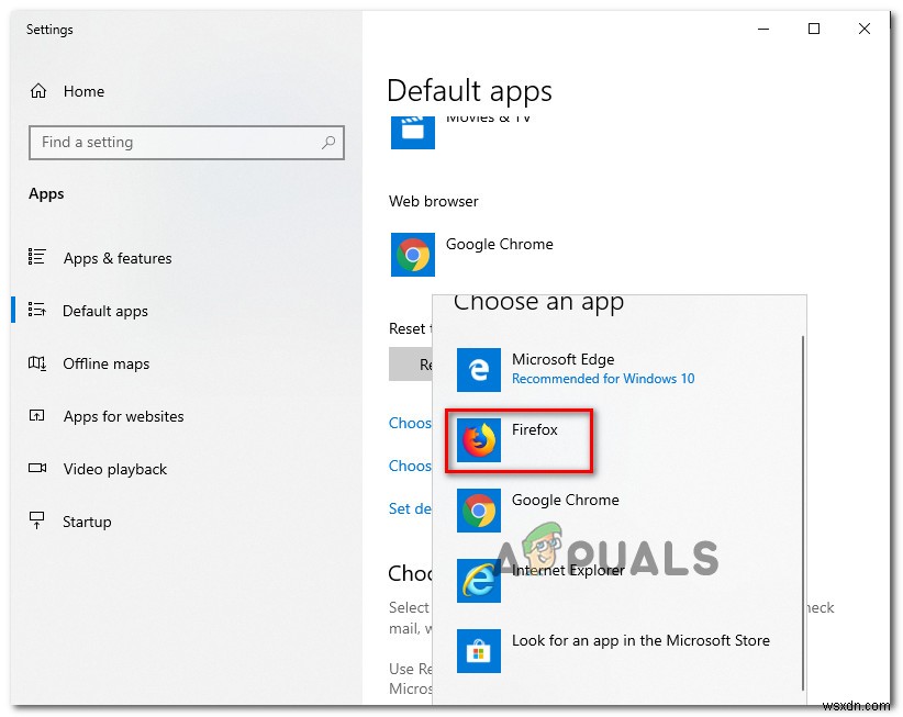 Windows 10에서 Firefox를 기본 브라우저로 설정할 수 없는 문제 해결 방법