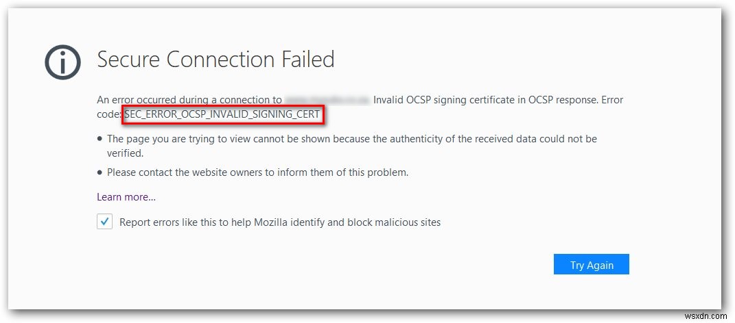 SEC_ERROR_OCSP_INVALID_SIGNING_CERT 오류 수정 방법 (Firefox)