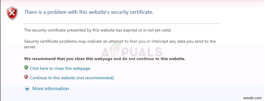 인증서 오류로 탐색이 차단되는 문제 해결 방법