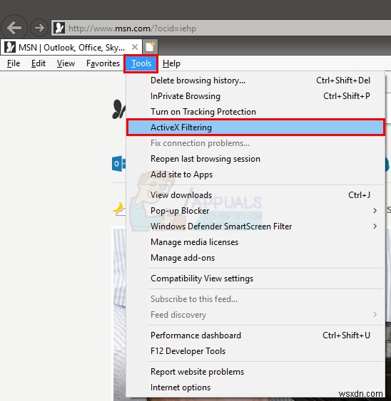 인터넷 익스플로러(Internet Explorer)에서 ActiveX 필터링 켜고 끄는 방법