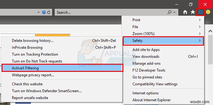 인터넷 익스플로러(Internet Explorer)에서 ActiveX 필터링 켜고 끄는 방법