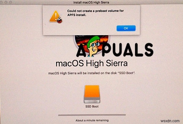 macOS High Sierra 재설치 시 APFS 설치용 사전 부트 볼륨을 생성할 수 없음 오류 해결 방법