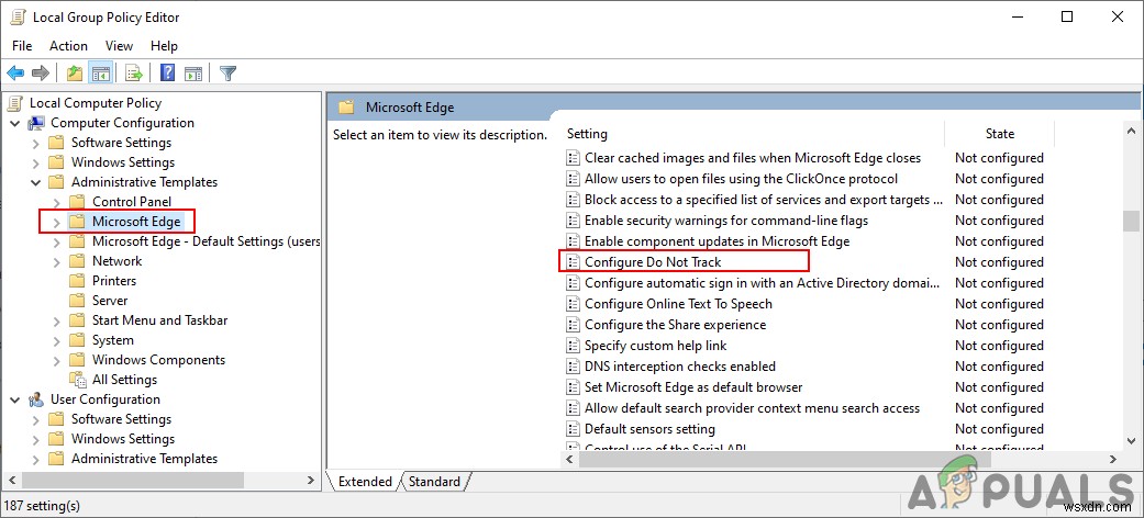 Microsoft Edge에서 추적 금지(Do Not Track) 요청 보내기 설정하는 방법