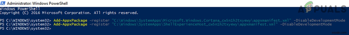 Windows 시작 메뉴 오류 수정: ShellExperienceHost와 Cortana를 설치해야 한다고 표시될 때