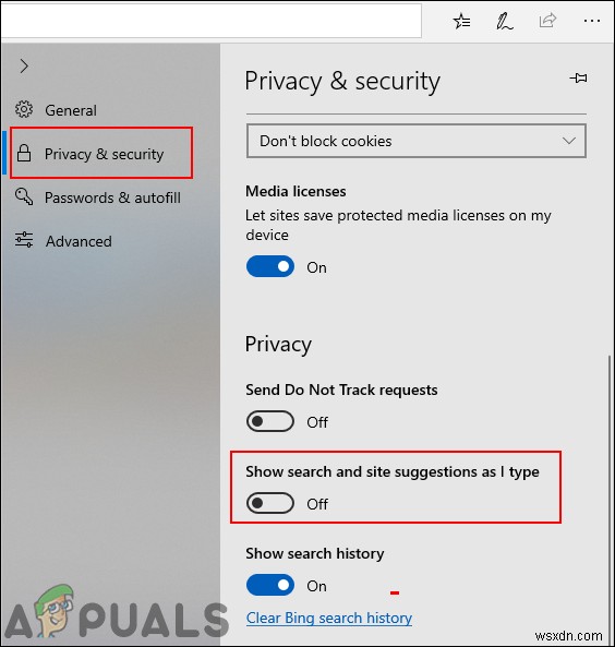 Microsoft Edge에서 주소 표시줄 드롭다운 목록 제안을 비활성화하는 방법
