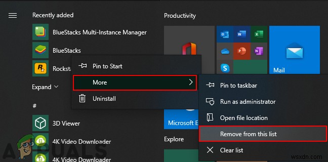 Windows 10 시작 메뉴에서 최근에 추가된 앱 목록을 제거하는 방법