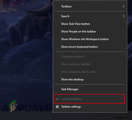 Windows 10에서  작업 표시줄 잠금  비활성화하는 방법