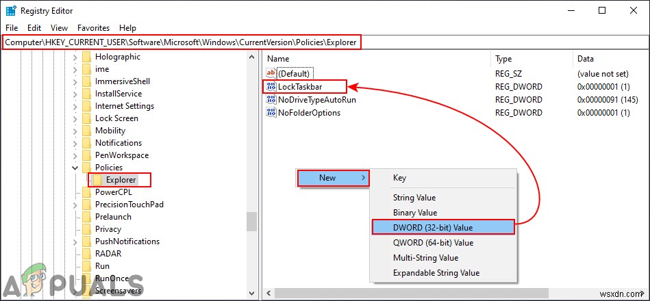 Windows 10에서  작업 표시줄 잠금  비활성화하는 방법