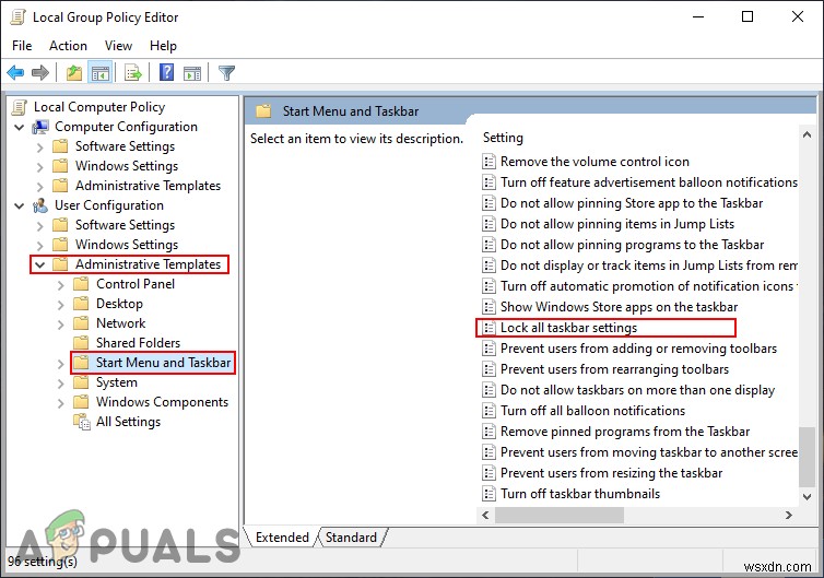 Windows 10에서 작업 표시줄 설정을 비활성화하는 방법