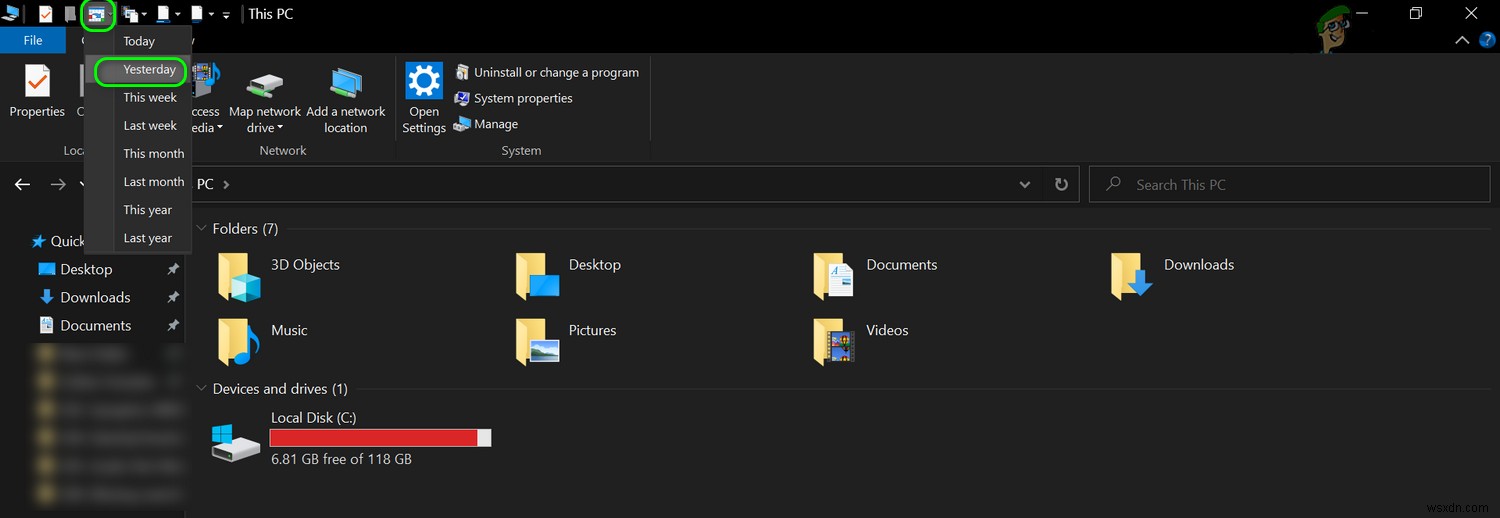Windows 10(1909 이상) 파일 탐색기에서 사라진 검색 탭 복원하는 방법