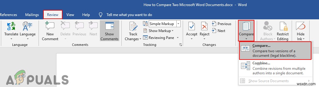 Microsoft Word에서 두 개의 문서를 비교하고 병합하는 방법