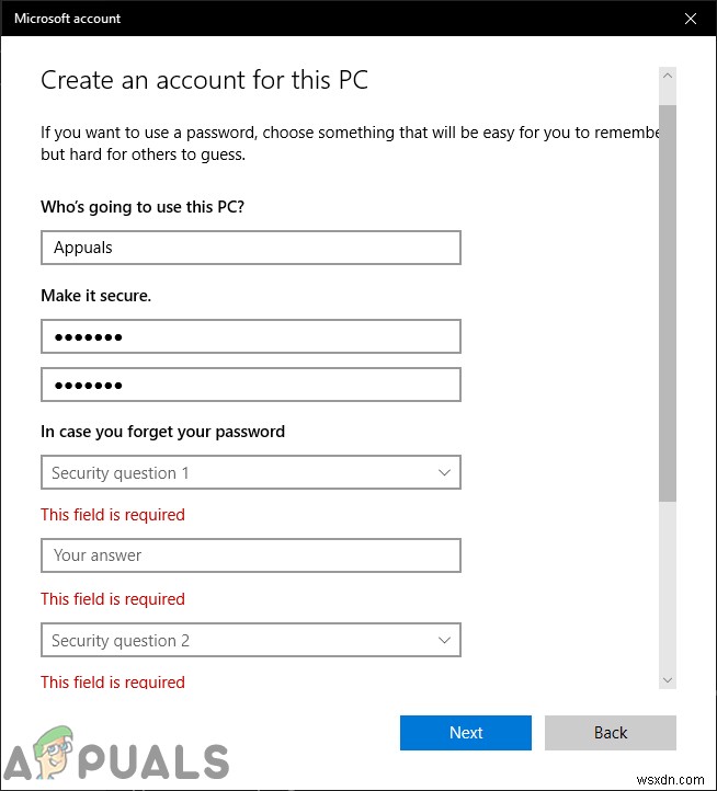 Windows 10에서 로컬 계정의 보안 질문 비활성화하는 방법