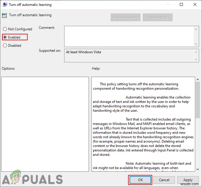Windows 10에서 자동 학습(Automatic Learning) 기능을 비활성화하는 방법