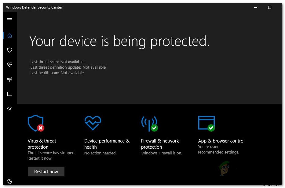 Windows Defender 위협 서비스가 중지되었습니다 오류 해결 방법