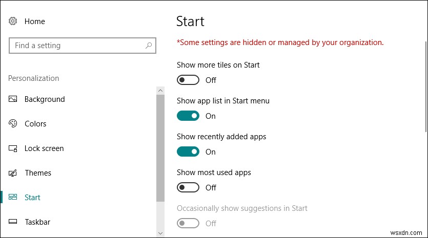 Windows 10에서 시작 메뉴 배경 사용자 지정 비활성화하는 방법