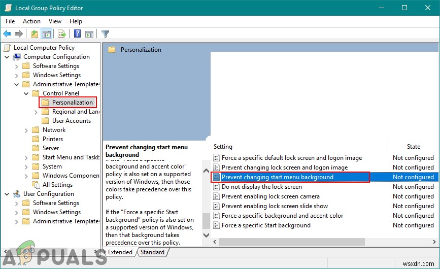Windows 10에서 시작 메뉴 배경 사용자 지정 비활성화하는 방법