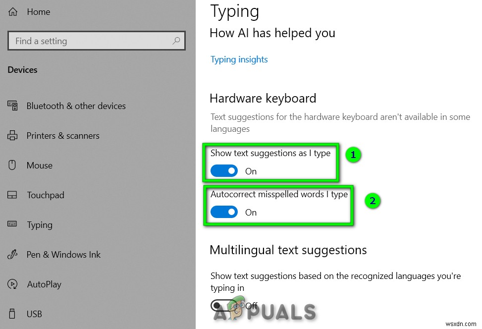 Windows 10에서 키보드 텍스트 예측 기능 켜고 끄는 방법