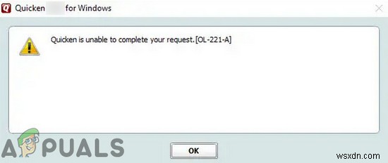 Quicken OL-221-A 요청을 완료할 수 없습니다 오류 해결 방법 총정리