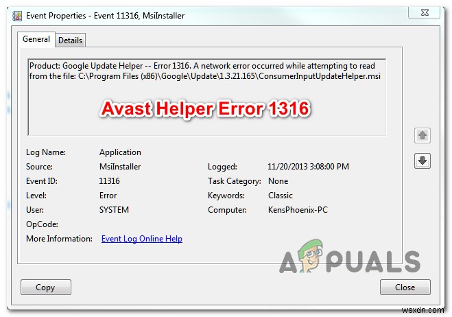 Avast 도우미 오류 1316 해결 방법 완벽 가이드