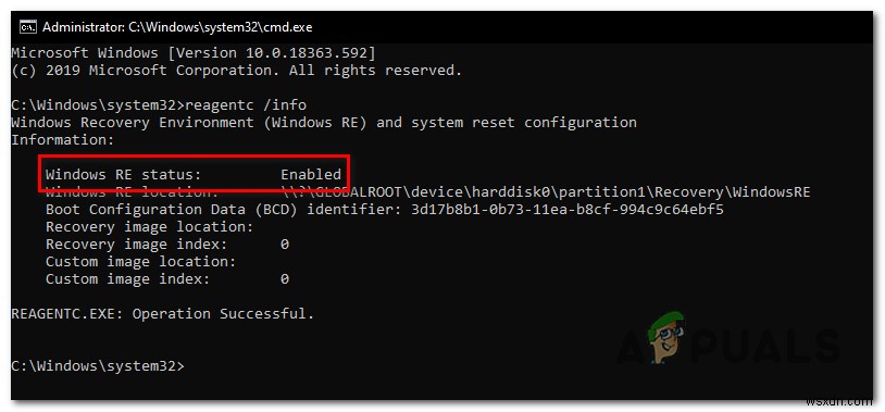 Windows 10에서 Windows 복구 환경(WinRE) 비활성화 및 활성화하는 방법