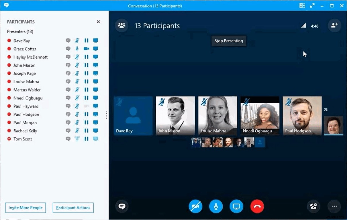비즈니스용 Skype(Skype for Business) 화상 회의에서 발표자 지정하는 방법