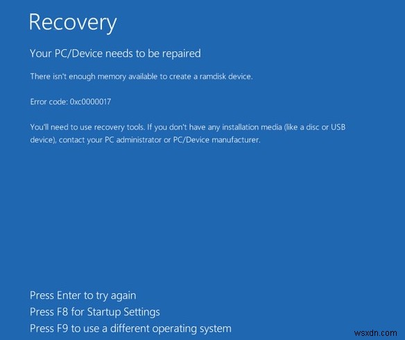 Windows 10 블루스크린 복구 오류 0xc0000017 완벽 해결 가이드