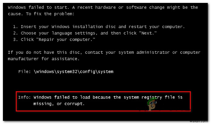 Windows 부팅 시  시스템 레지스트리 파일이 없습니다  오류 해결 방법