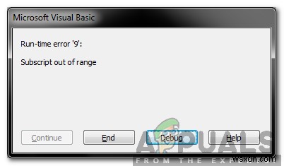 VBA(Visual Basic for Applications)  첨자 범위 초과  오류 9 해결 방법