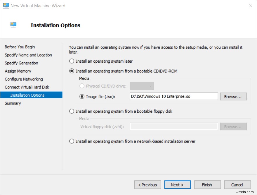 Hyper-V 2019 Core Server에서 첫 번째 가상 머신 만들기: 가상 스위치부터 Windows 10 설치까지