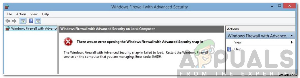 Windows Defender 방화벽 오류 코드 0x6d9 해결 방법