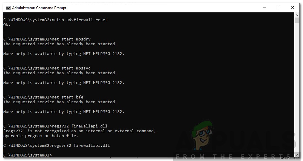 Windows Defender 방화벽 오류 코드 0x6d9 해결 방법