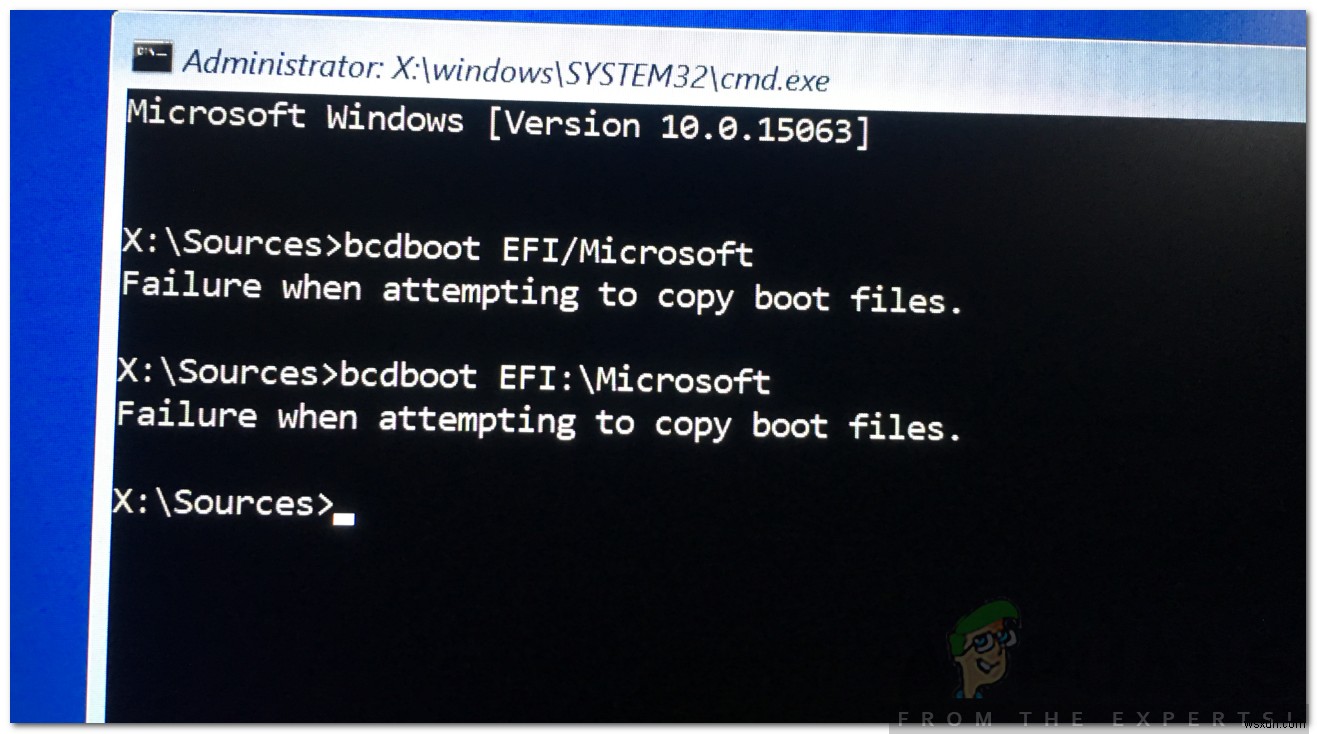 Windows 부팅 파일 복사 실패(Failure when Attempting to Copy Boot Files) 오류 해결 방법
