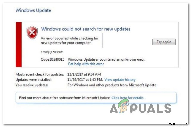 Windows 업데이트 오류 80248015 해결 방법