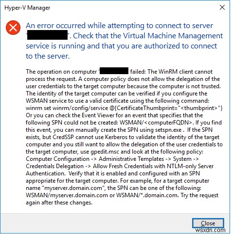 원격 Hyper-V Server 2019 연결 오류 해결 방법 – CredSSP 자격 증명 위임 설정 가이드