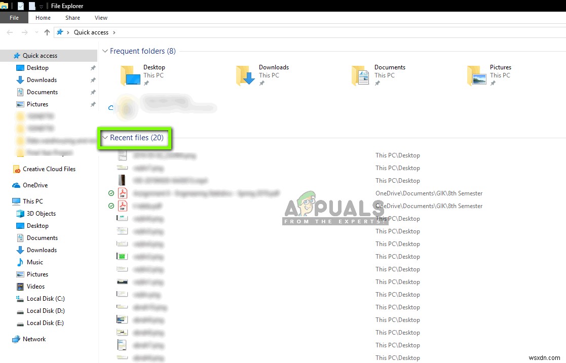 Windows 10에서 최근 파일 기록 비활성화하는 방법
