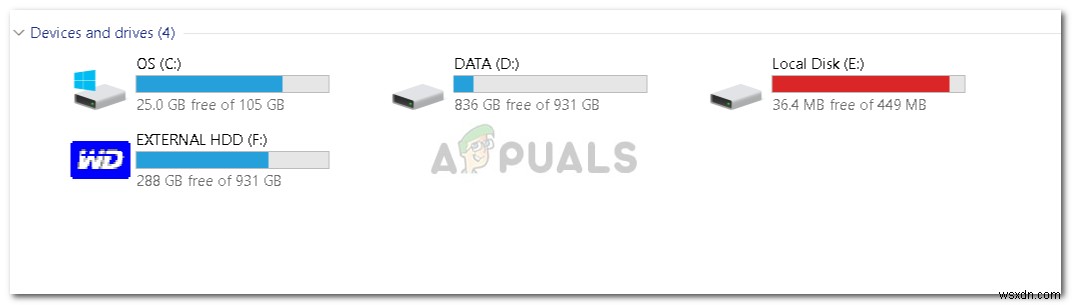 Windows 10에서 로컬 디스크 E가 가득 참 오류 해결 방법