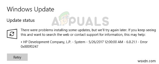 Windows 업데이트 오류 코드 0x800f0247 완벽 해결 가이드