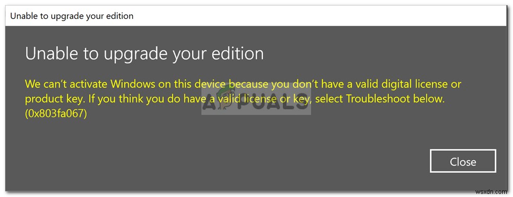 Windows 10 활성화 오류 0x803fa067 완벽 해결 가이드