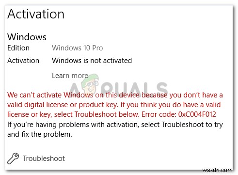 Windows 10 활성화 오류 0xc004f012 해결 방법