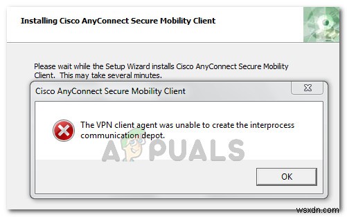 VPN 클라이언트 에이전트가 프로세스 간 통신 저장소를 만들 수 없음 오류 해결 방법 (Cisco AnyConnect)
