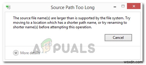 Windows 소스 파일 이름이 파일 시스템에서 지원하는 것보다 깁니다 오류 해결 방법 4가지